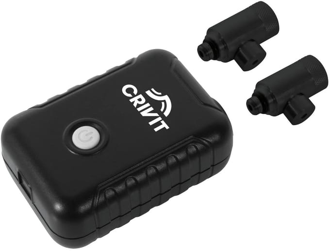 CRIVIT Mini-compressor 2 adapters: Schraderventiel en Prestaventiel - oppompen van fietsbanden