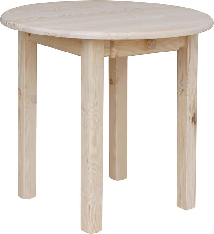 Ronde Grenen Tafel - Eettafel Keukentafel - Samen Eten - Met Schuiflade - 90cm Diameter - Onbehandeld