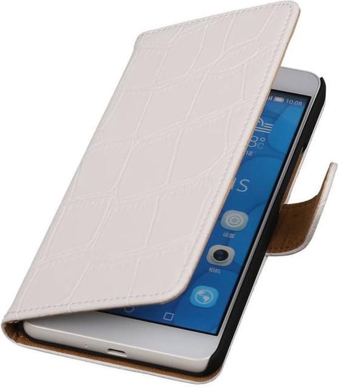 Huawei Honor 7 Croco Wit Bookstyle Wallet Hoesje - Cover Case Hoes