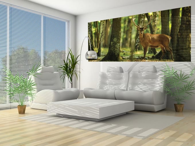 Deer Trees Forest Nature Photo Wallcovering