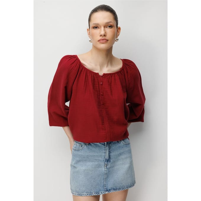 Geknoopte Mousseline Blouse