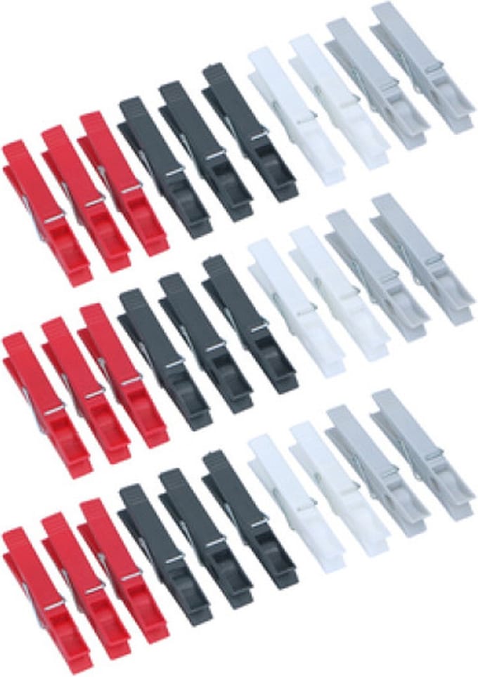 Dirt Devil Kunststof wasknijpers - 30x knijpers - Rood/zwart/wit/grijs - 7 cm - kunststof