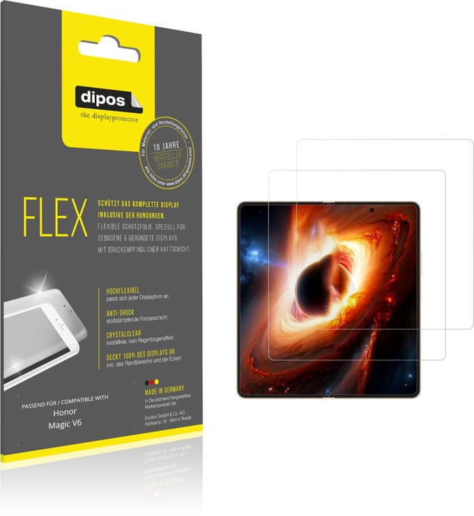dipos – 2x Beschermfolie geschikt voor Honor Magic V6 Innenseite | 3D Full Cover Screenprotector | 100% Passend