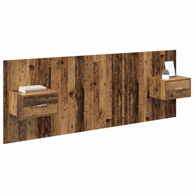 vidaXL - Hoofdeinde - Met - Kast - 3 - st - Oud - Hout - Bewerkt - hout
