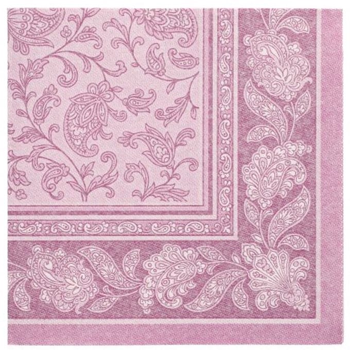 8x 20 Servetten ROYAL Collection 1/4 vouw 40 cm x 40 cm paars Ornaments