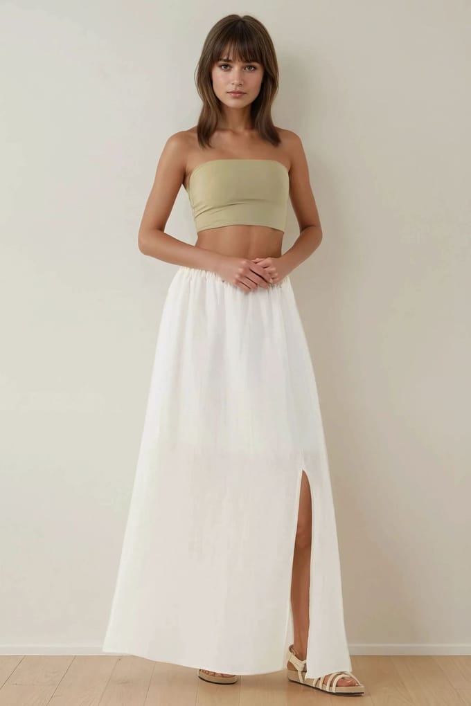 Hoge Taille A-Lijn Maxi Rok met Split