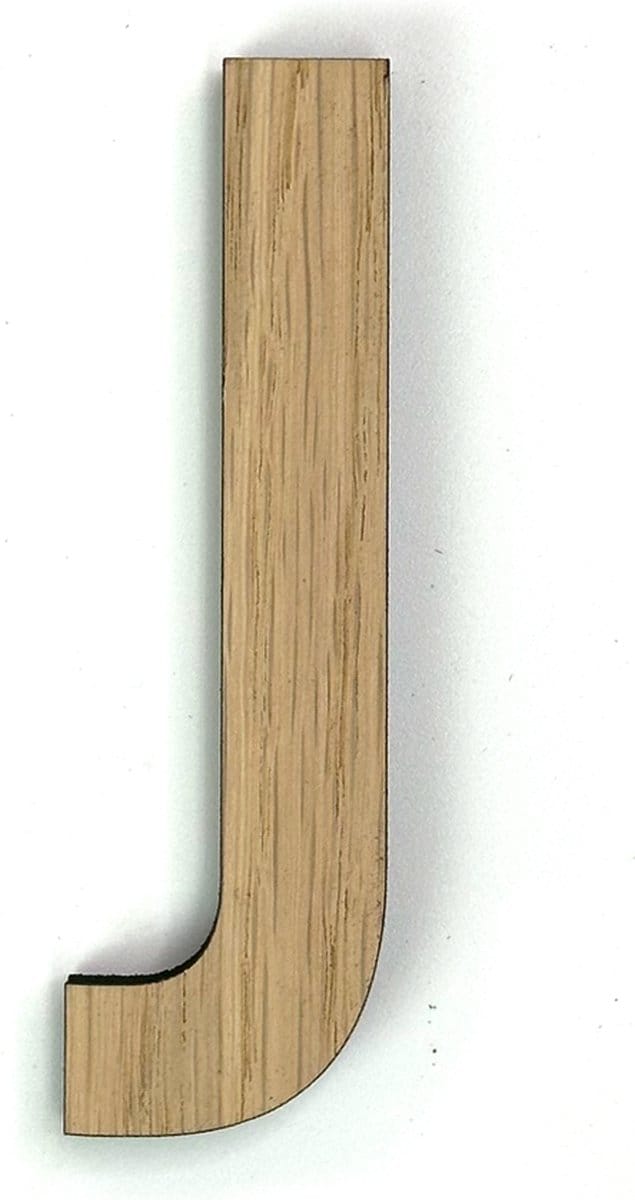 Houten letter J - 37 cm hoog