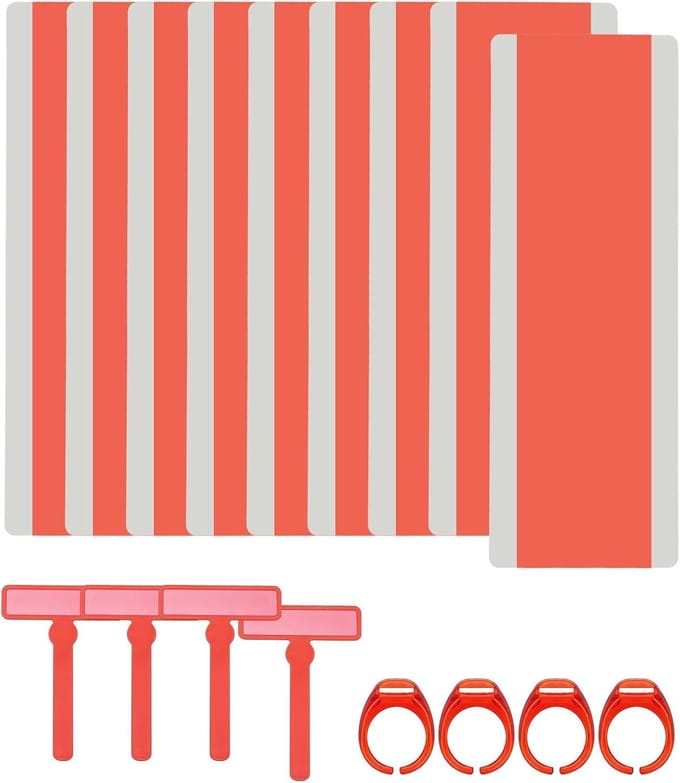 Leeshulpen Set - Gekleurde Strips - Verbeteren Lezen - Met Vingerring - Verschillende Maten - Rood