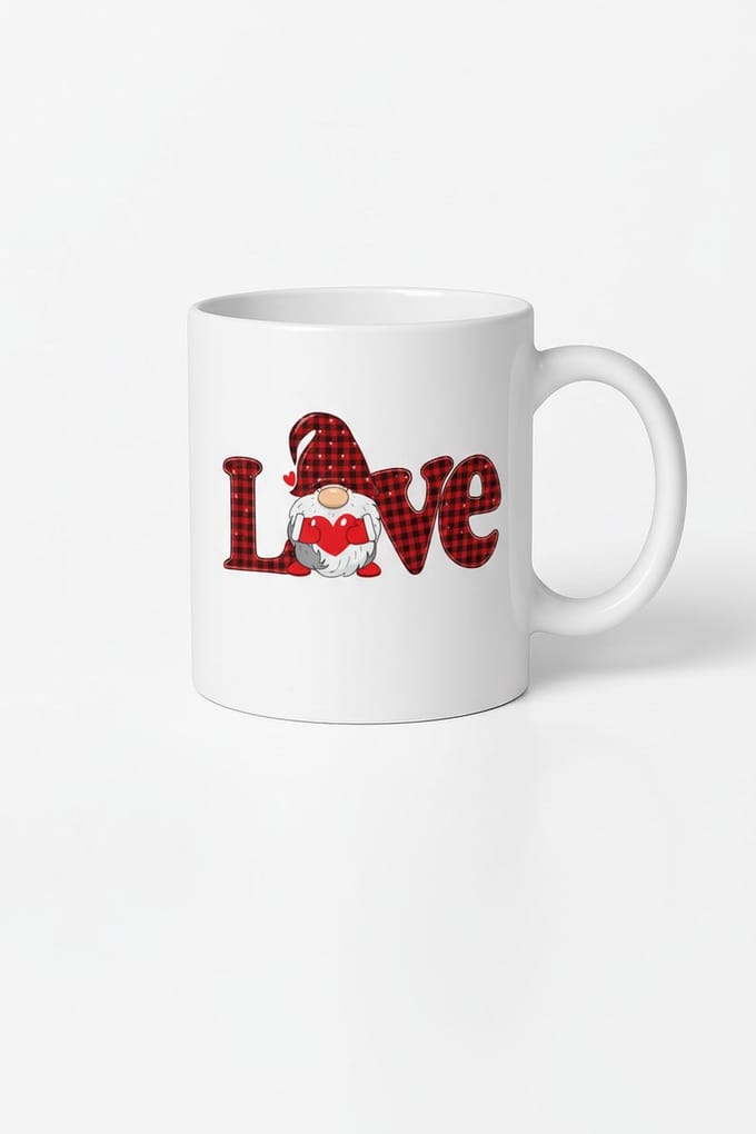 Valentijn Mok Liefde Gnome Plaid Design - Keramische Kabouter Cadeau