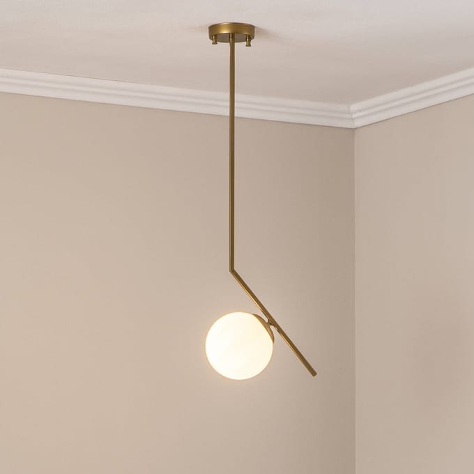 Opviq Hanglamp Dolunay, 25 cm lang, goudkleurig, glas, E27