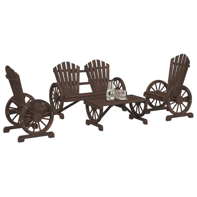 vidaXL - 4-delige - Loungeset - massief - vurenhout