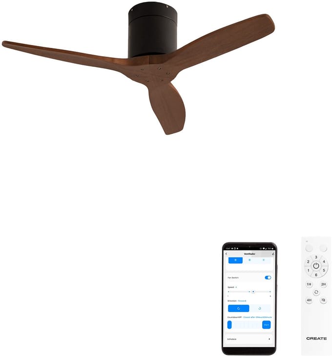 CREATE - Stille 40W plafondventilator met technische ABS bladen in verschillende maten - S - Geen licht - WIFI - WIND CALM