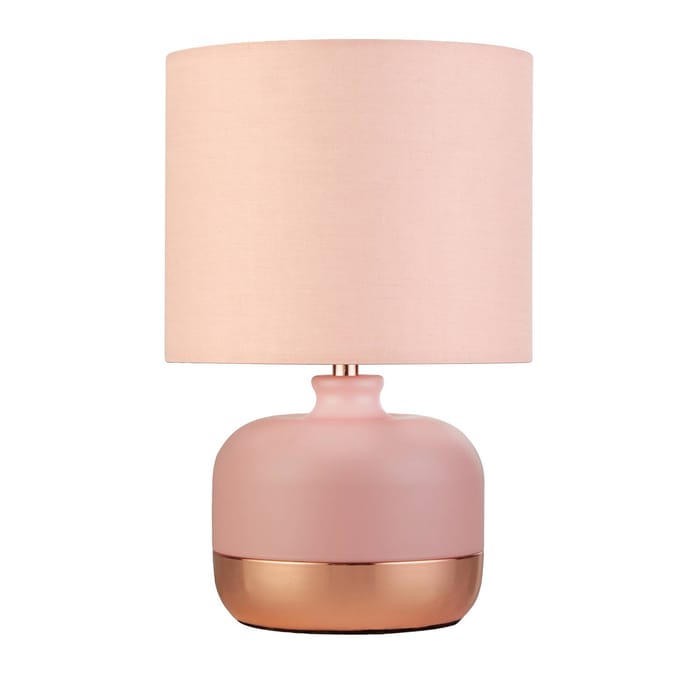 Searchlight Tafellamp Tamsin, roze, metaal/textiel, hoogte 27 cm, E14