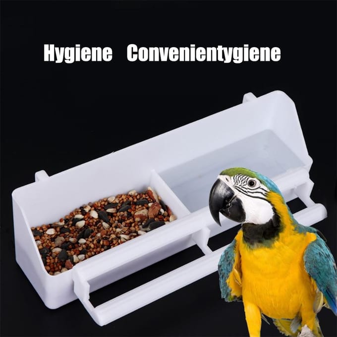 2 STKS Plastic Vogelvoederbak Dubbele Vogelkooi Water Voer Voeder Kooiplaat Vogelvoeder Water white