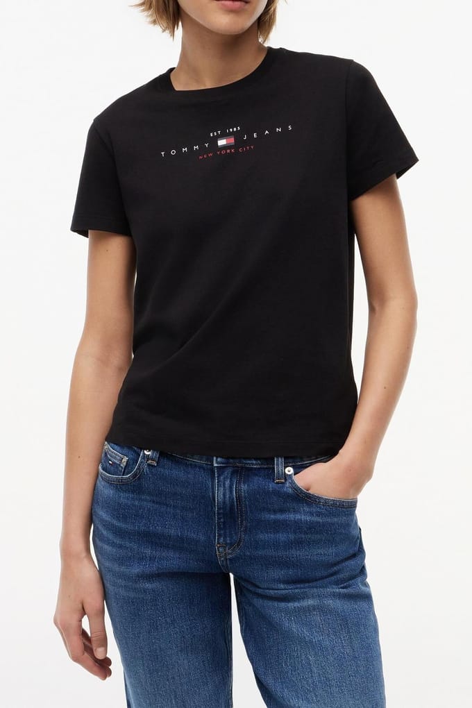 Tommy Hilfiger Regular Us Linear Ss Black Größe: S | Hemden Outlet | Damen | Schwarz