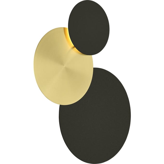 HELL LED wandlamp Tilda, rond 3-lamps, zwart/goud