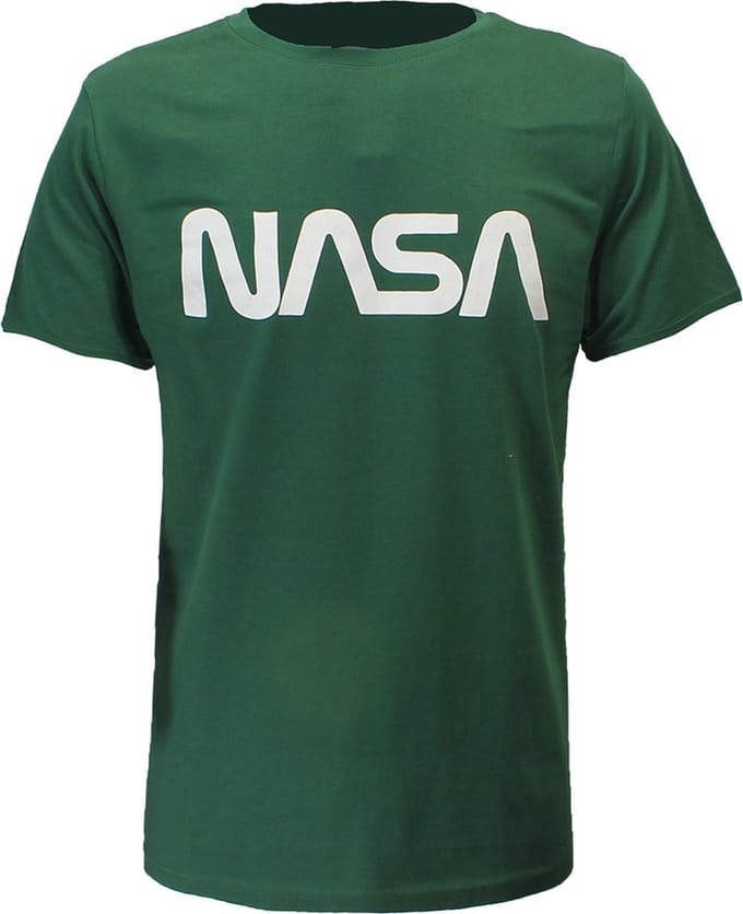 NASA T-Shirt Groen Wit Logo - Officiële Merchandise - M