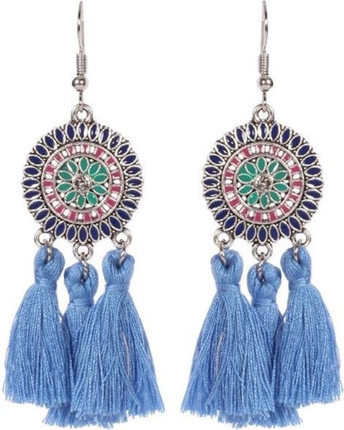 Fako Bijoux® - Oorbellen - Bohemia - Kwastjes - Blauw