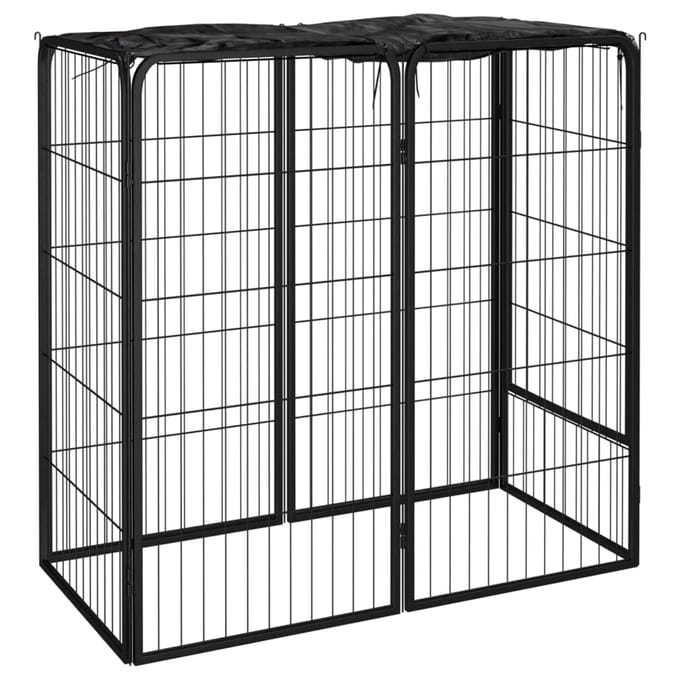 vidaXL - Hondenkennel - 6 - panelen - 50 - x - 100 - cm - gepoedercoat - staal - zwart