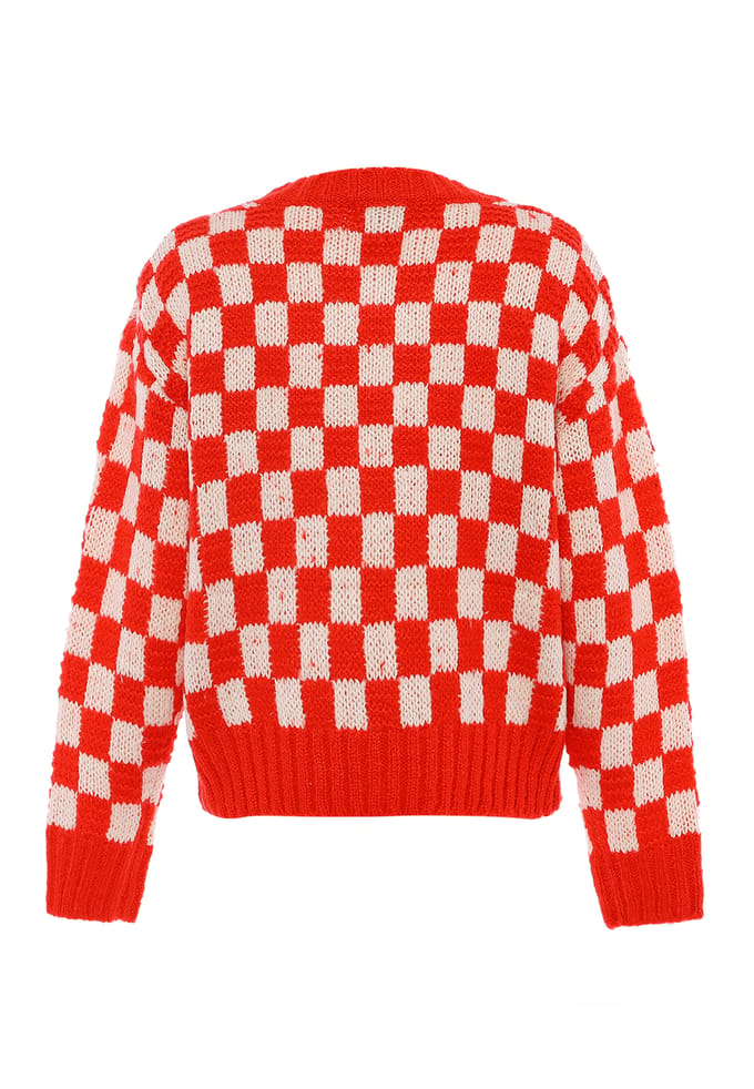 Mymo Jumper Dames WIT ROOD GERUIT