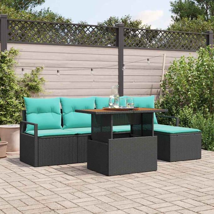 vidaXL - Tuinbank - Set - 6 - st - Zwart - en - Teal