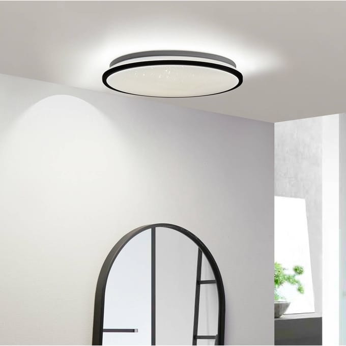 Lindby LED plafondlamp Glane, Ø 38 cm, zwart/wit, IP44