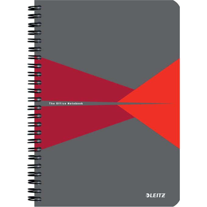 Leitz Office Notitieboek A5 Gelijnd - met PP Omslag - 80 Grams Papier - Rood