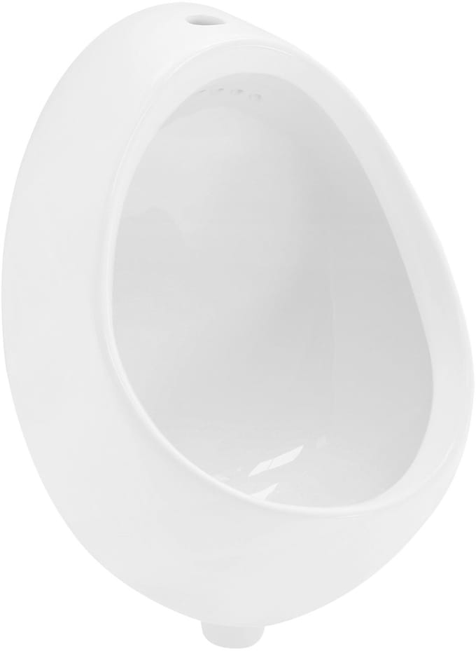 ECD Germany Urinoir met terugslagklep Wit Hoge kwaliteit keramisch pissoir Modern ontwerp 35 x 42 x 30 cm Rond Platte rand Insteekring Terugslagventiel WC urinoir Zuig urinoirschaal
