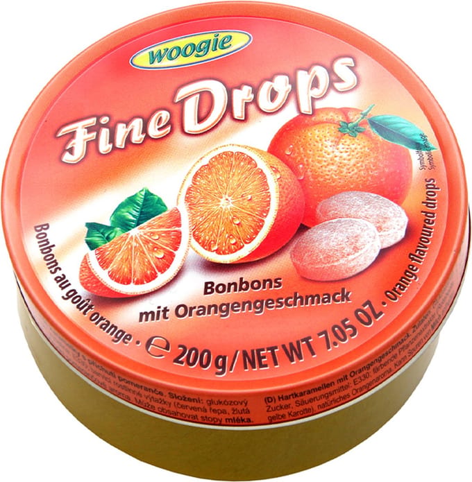 Woogie Oranje Snoepjes in een Blik 200g