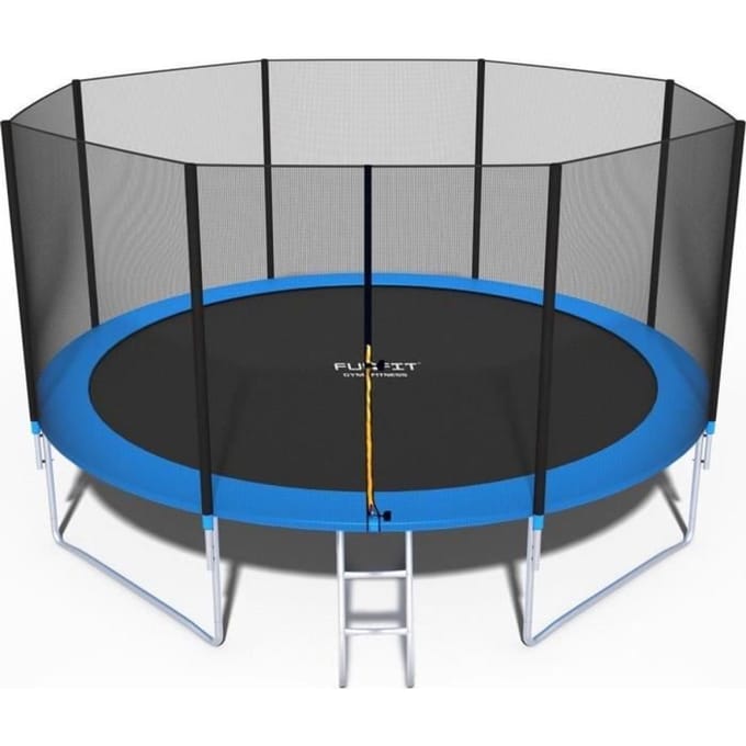 Trampoline - VIKING CHOICE - Trampoline rond 435 cm - Max. 180 kg - Veiligheidsnet inbegrepen - Ladder inbegrepen blauw