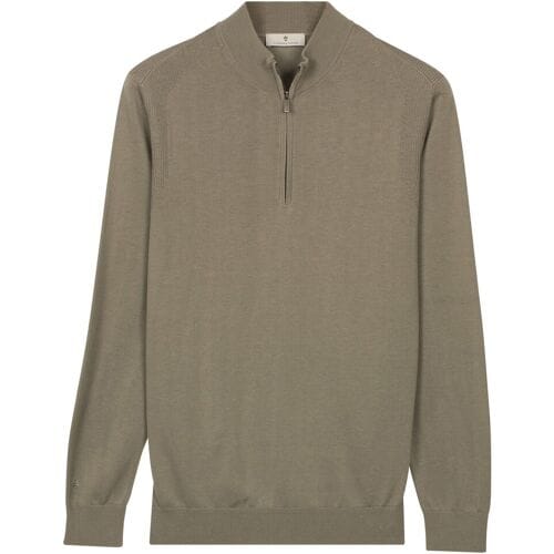 Thomas Maine Trui Half Zip Fine Lyocell Cotton Silk Single Knit Groen / male