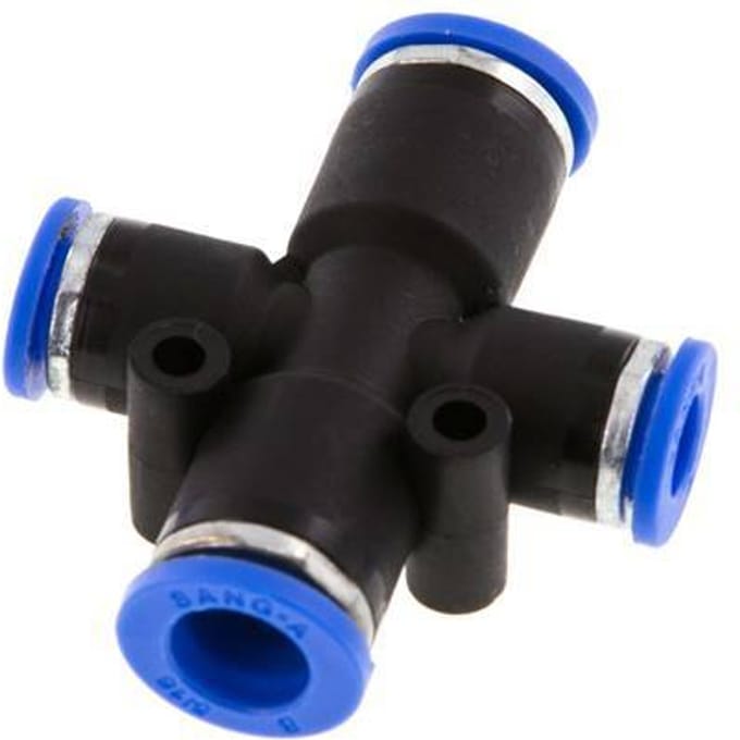 6mm x 8mm Cross PA 66 Insteekfitting 2 Aansluitingen NBR