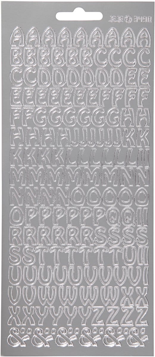 Stickers, alfabet, vel 10x23 cm, zilver, 1 vel