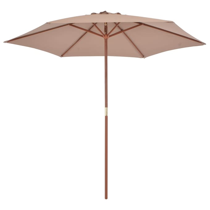 vidaXL - Parasol - met - houten - paal - 270 - cm - taupe