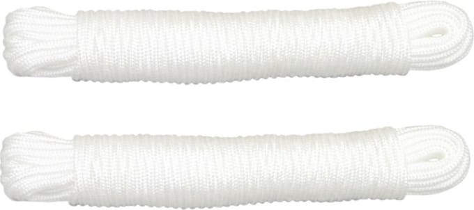 AMIG Touw - 2x - 25 meter - D3mm - polypropyleen - 50 kg - wit - waslijn - tuin