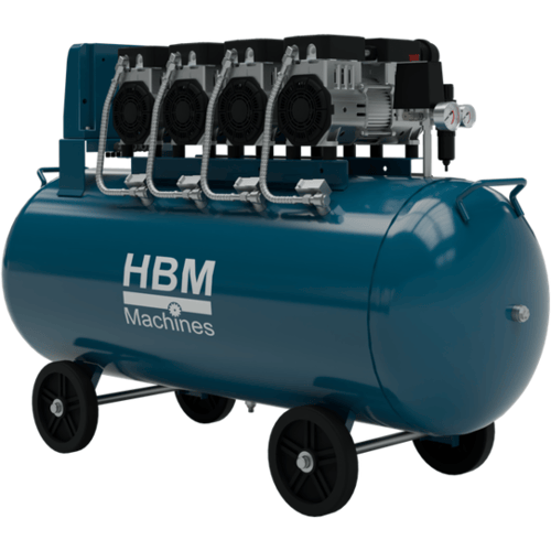 HBM olievrije stille compressor, 200 liter, 8 bar, 4 pk