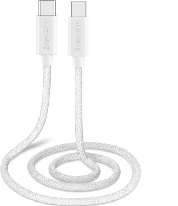 Musthavz Gevlochten USB-C naar USB-C 2 Meter - Wit/White