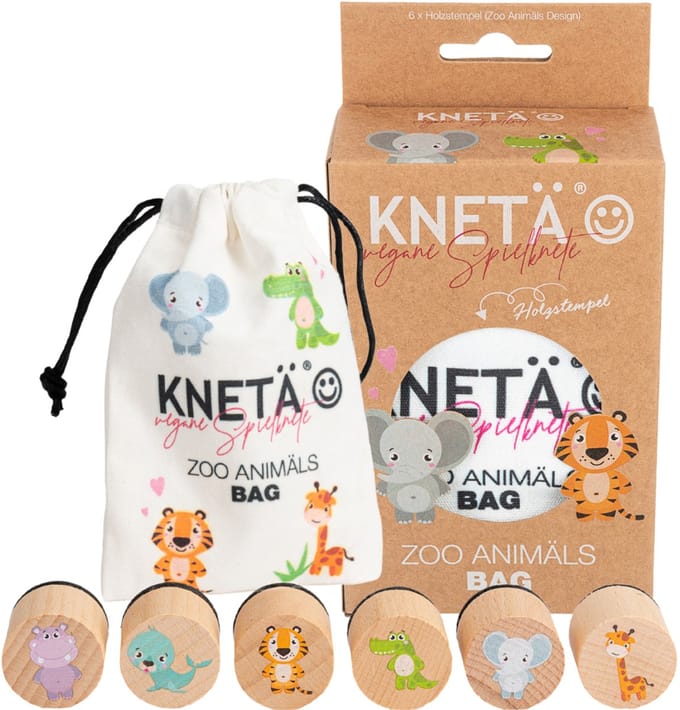 KNETA Stempelset - Zoodieren - 6 Stempels - In Geschenkdoos - 1 Jaar