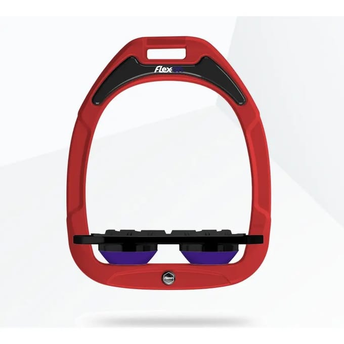 Platte Grip Stijgbeugels Rood/Zwart/Paarse Flex-On Green Composite