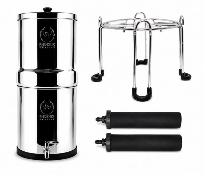 Phoenix Gravity - 12L Waterfilter - RVS - Grote Gezinnen Horeca Off Grid - Nu tijdelijk met gratis RVS standaard