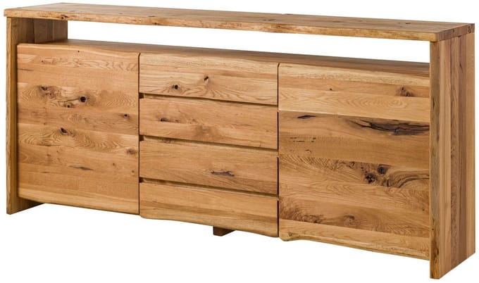 MASSIVMOEBEL24.DE wilde eik dressoir blank massief hout 210x45x96 cm (BxTxH) geolied gemonteerd PURE OAK volledig massief #701