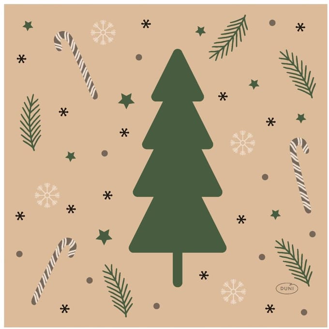 Duni servetten kerst tafeldecoratie Natural Yuletid 33x33cm.