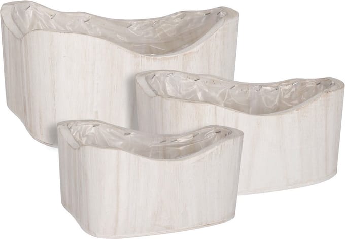 Mica Decorations Maud Bloempotten Set - 36.5x30x15 cm - Hout - Wit