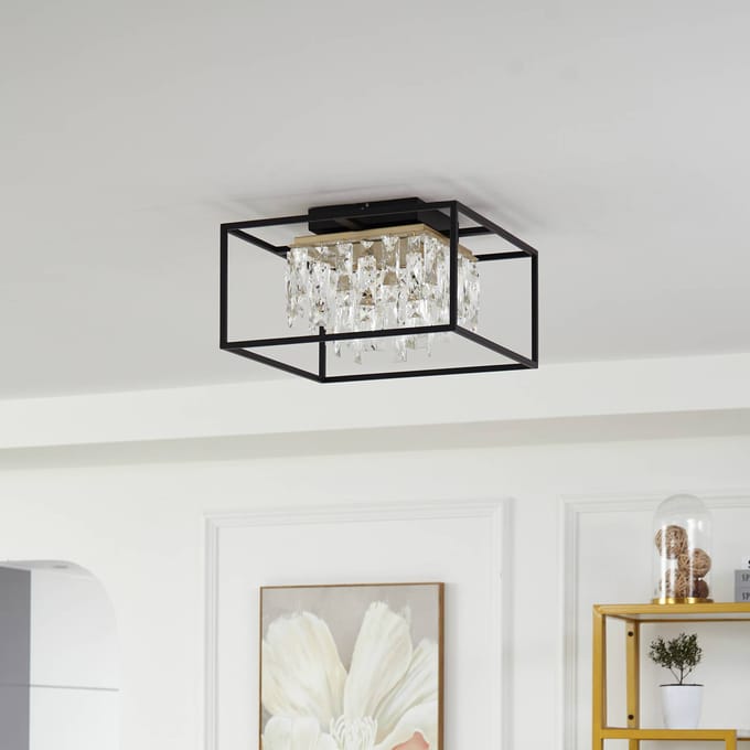 Lucande LED plafondlamp Kassi, zwart, ijzer, dimbaar, 40cm