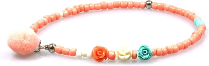 Heaven Eleven - dames - Enkelbandjes - peach - koraal rozen - 1mm - 25cm