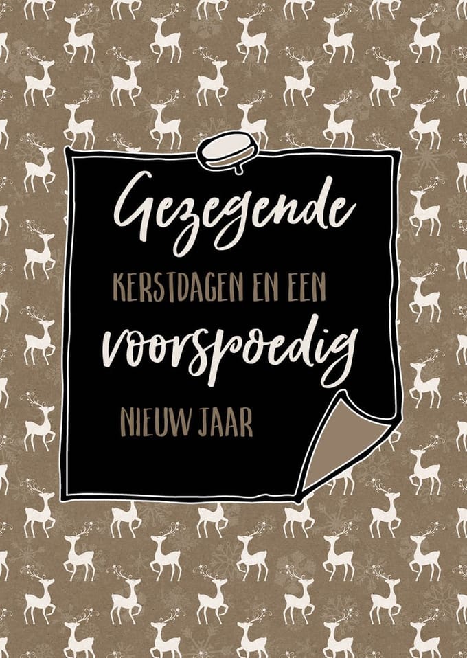 Kerstkaart 'Gezegende kerstdagen - rendier'' 12 stuks met envelop