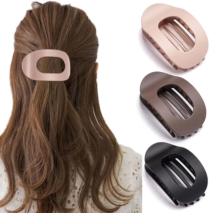 Dailygoods - BelleVive 3 stuks platte haarklemmen voor dik en dun haar - matte eendenbekkenvorm in groot