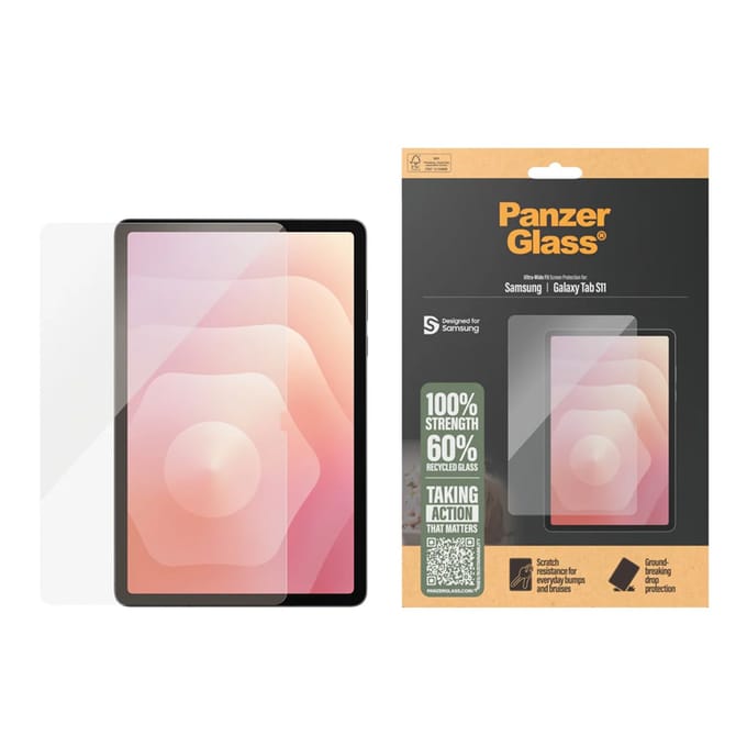 PanzerGlass Screenprotector geschikt voor Samsung Galaxy Tab S11 Glazen | PanzerGlass Ultra-Wide Fit Screenprotector - Case Friendly