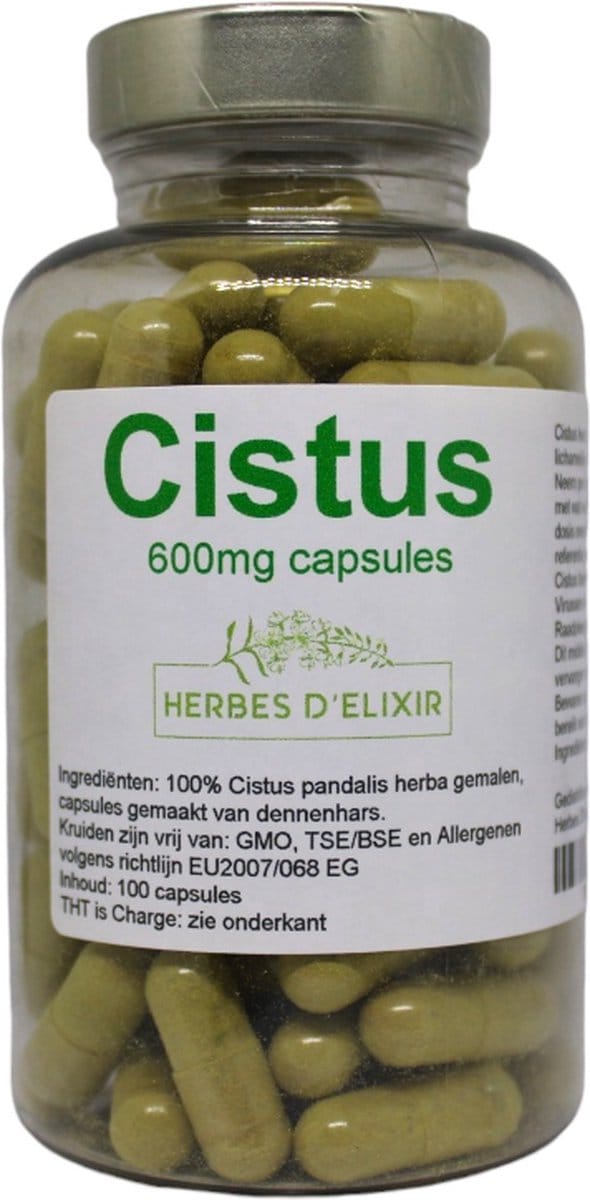 Herbes D'elixir Cistus kruid - 600mg capsules - 100 Stuks - Ondersteunt de weerstand