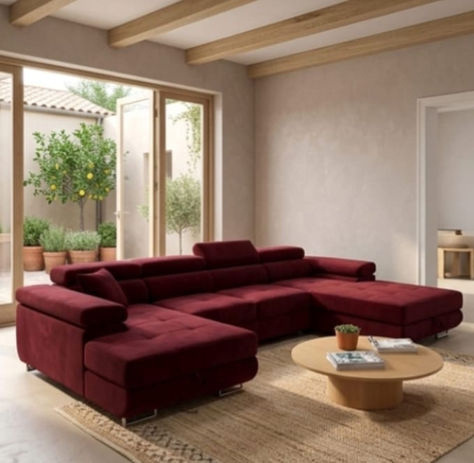 Luxe Uitschuifbare Slaapbank – Bruin – 345x202 cm – Industrohome